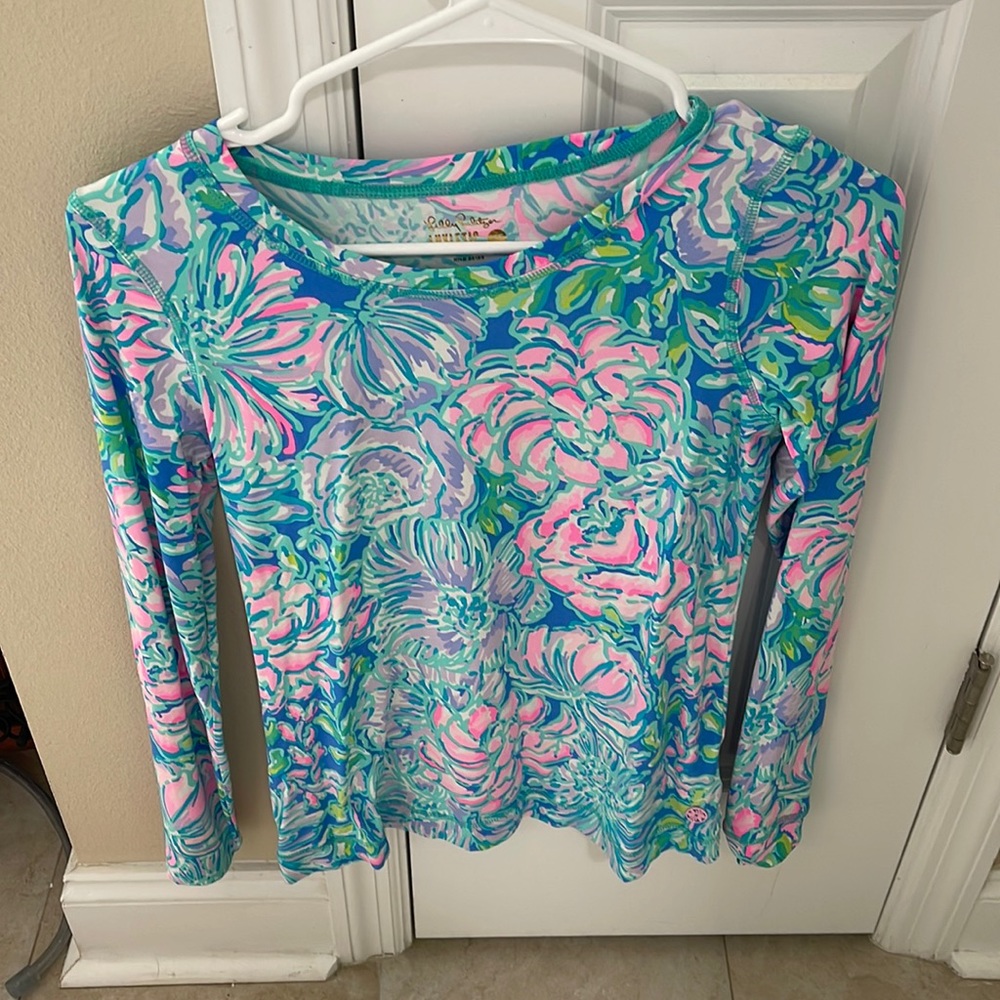 Lilly Pulitzer Renay Sunguard Long Sleeve Top In Full Bloom Luxletic Rashguard